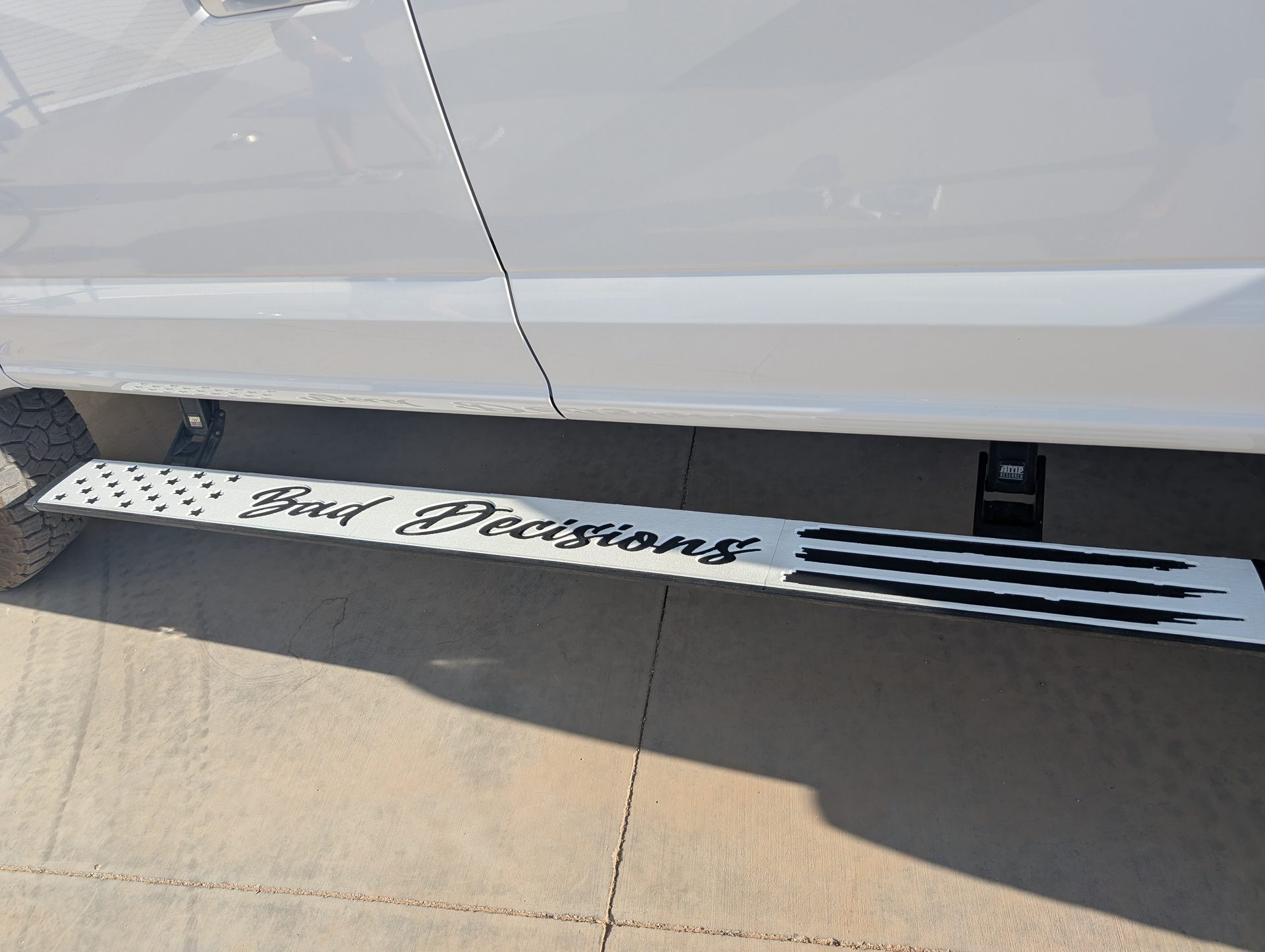 Installed sidestep cover on a truck