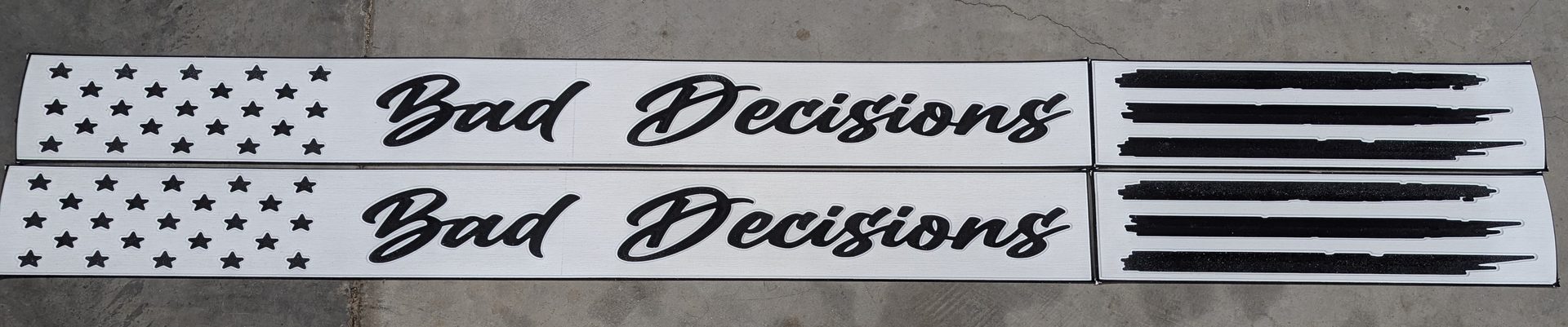 Matched pair, custom text and flag artwork